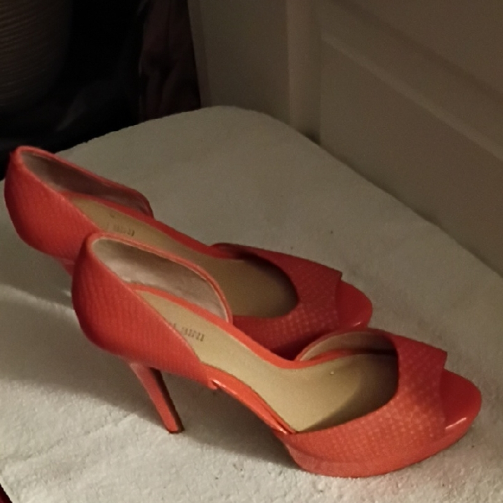 Gianni Bini Vibrant Orange Peep-Toe Heels